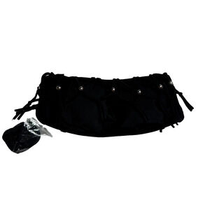 Womens XS Black Beaded Macrame‎ Strapless Bandeau Bikini Swim Top Festival Boho